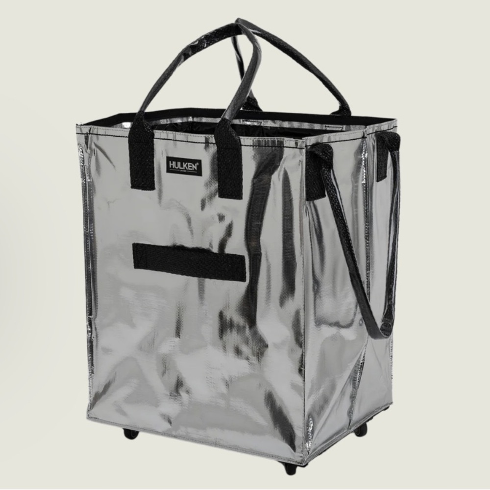 HULKEN Silver and Black Rolling Tote Bag